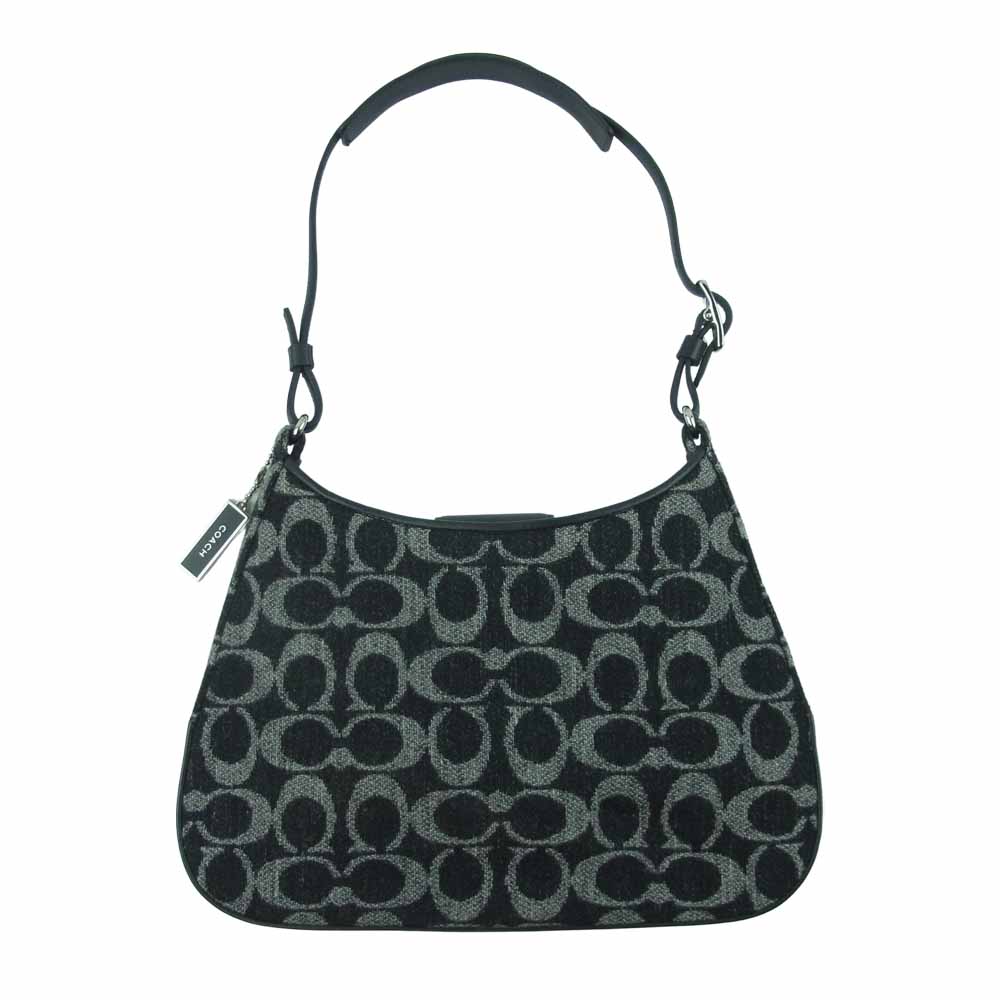 COACH コーチ 8139 シグネチャー ウール レザー ハンド バッグ ブラック系【中古】