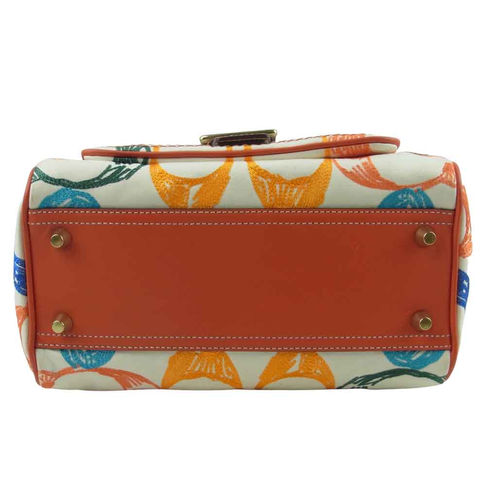 COACH コーチ 1857 シグネチャー ハンド バッグ オフホワイト系 オレンジ系【中古】