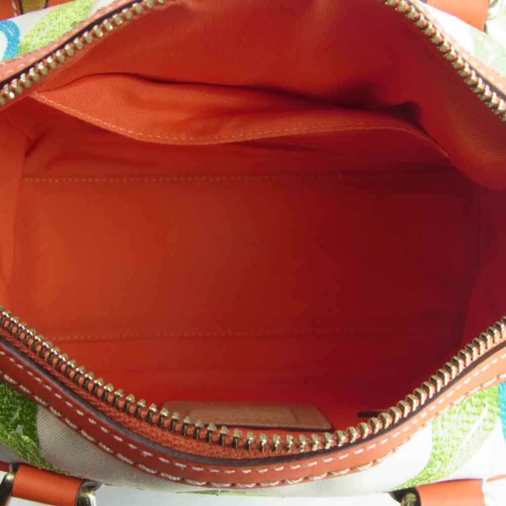 COACH コーチ 1857 シグネチャー ハンド バッグ オフホワイト系 オレンジ系【中古】