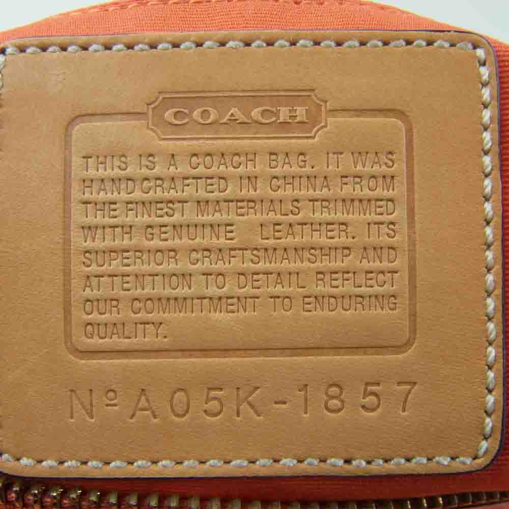COACH コーチ 1857 シグネチャー ハンド バッグ オフホワイト系 オレンジ系【中古】