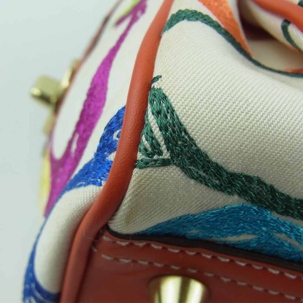 COACH コーチ 1857 シグネチャー ハンド バッグ オフホワイト系 オレンジ系【中古】