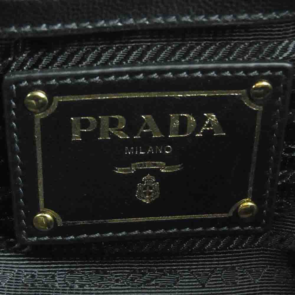 PRADA プラダ BN1407 TESSUTO GAUFRE ギャザー 2way ショルダー ハンド バッグ ブラック系【美品】【中古】
