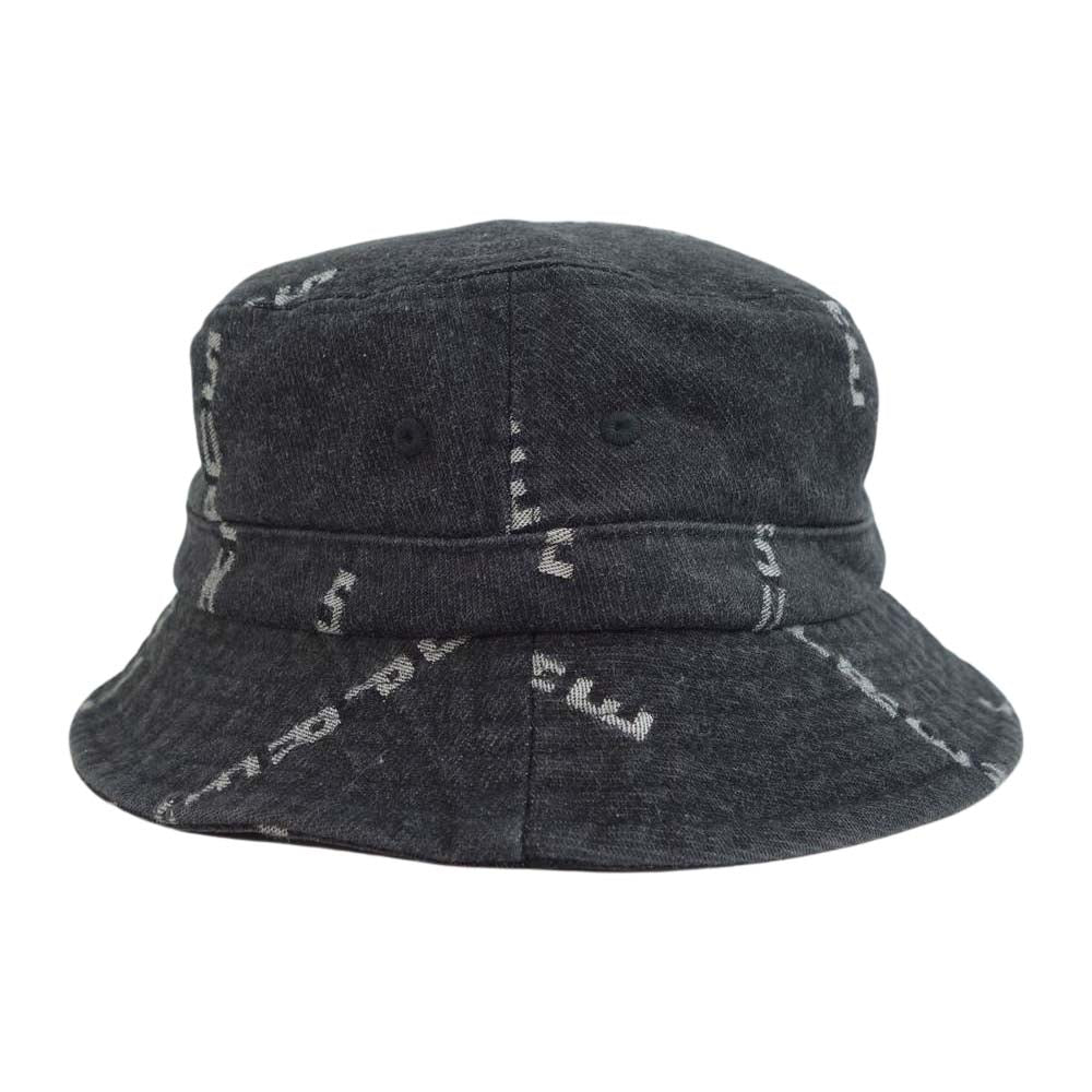 Supreme シュプリーム 20AW Logo Stripe Jacquard Denim Crusher ロゴ ジャカード ストライプ  デニム クラッシャーハット ブラック系 S/M【美品】【中古】