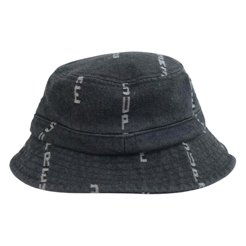Supreme シュプリーム 20AW Logo Stripe Jacquard Denim Crusher ロゴ ジャカード ストライプ  デニム クラッシャーハット ブラック系 S/M【美品】【中古】