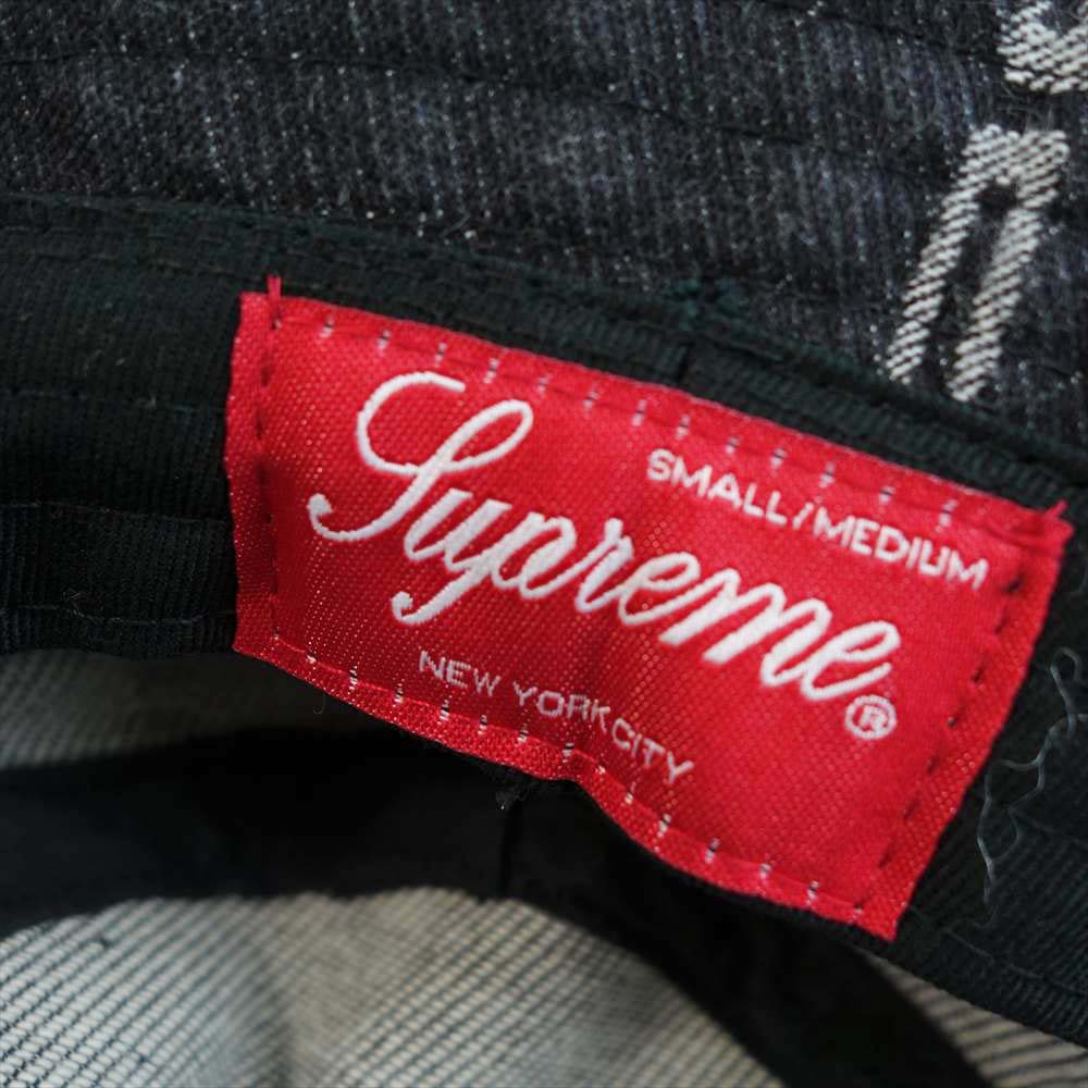 Supreme シュプリーム 20AW Logo Stripe Jacquard Denim Crusher ロゴ ジャカード ストライプ  デニム クラッシャーハット ブラック系 S/M【美品】【中古】