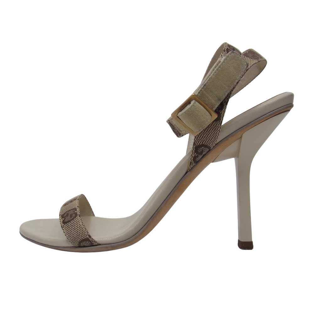 GUCCI グッチ GGキャンバス ストラップ ハイヒール パンプス ブラウン系 36【中古】