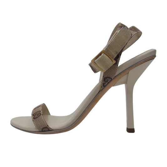 GUCCI グッチ GGキャンバス ストラップ ハイヒール パンプス ブラウン系 36【中古】