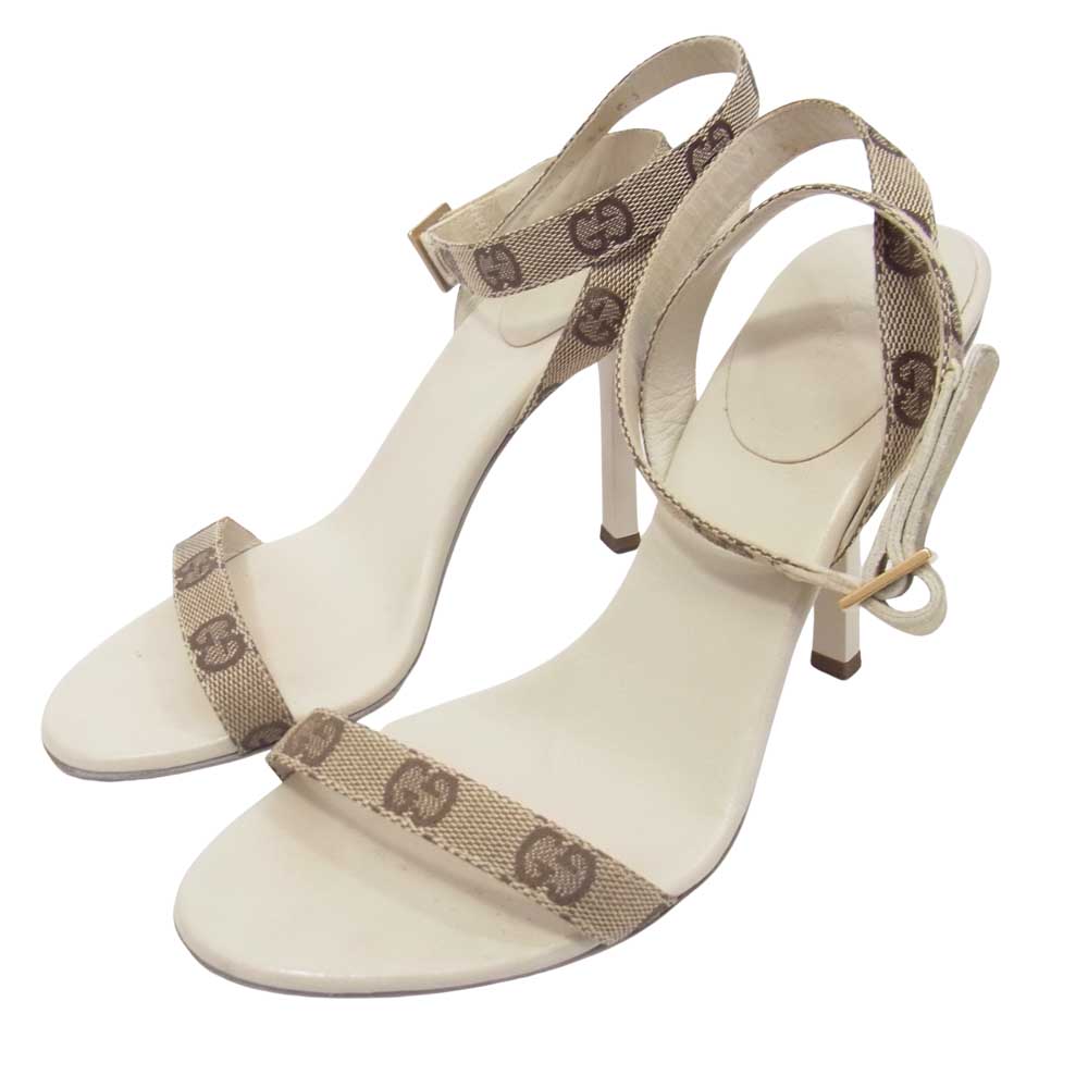 GUCCI グッチ GGキャンバス ストラップ ハイヒール パンプス ブラウン系 36【中古】