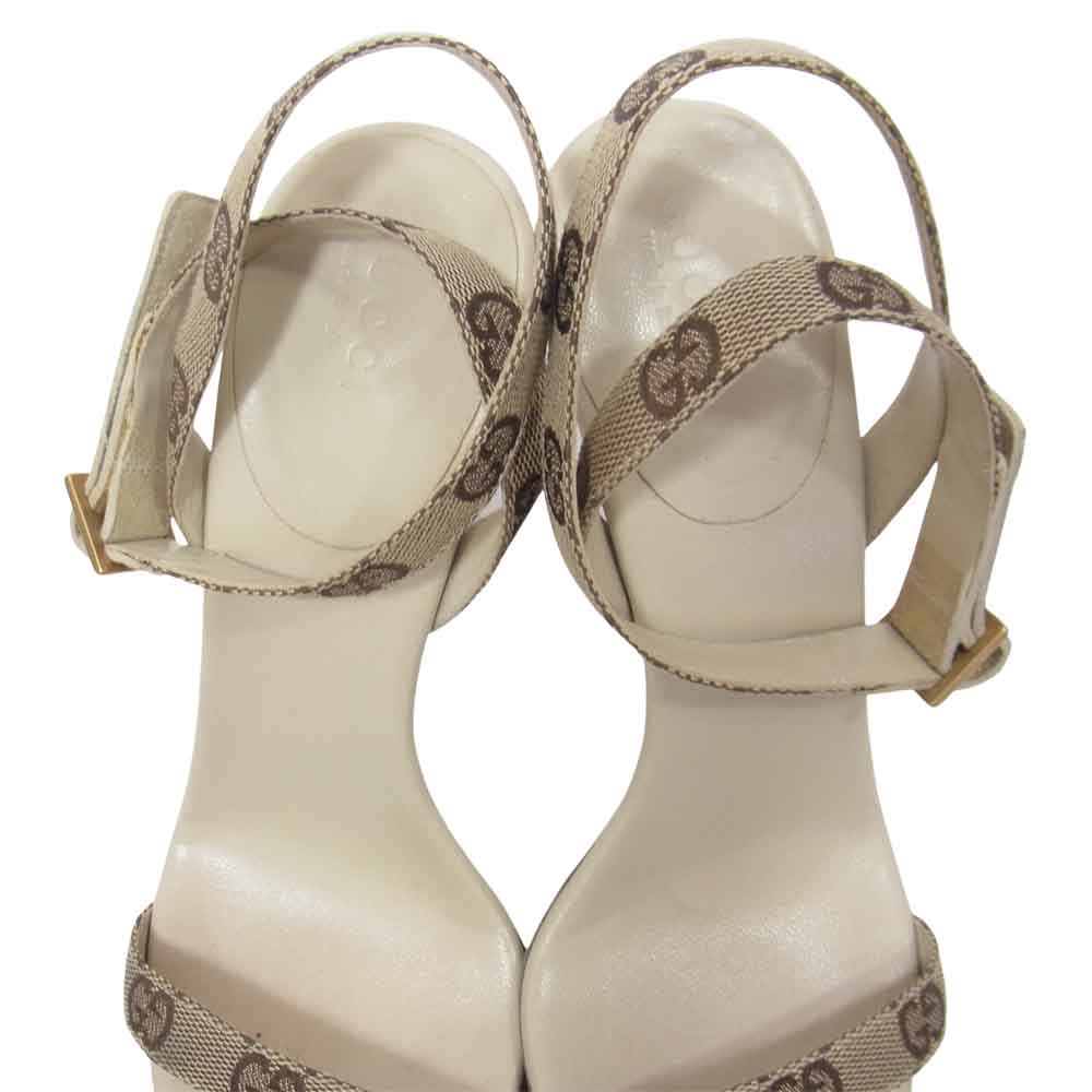 GUCCI グッチ GGキャンバス ストラップ ハイヒール パンプス ブラウン系 36【中古】