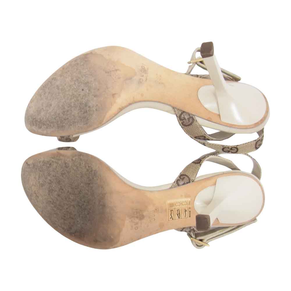 GUCCI グッチ GGキャンバス ストラップ ハイヒール パンプス ブラウン系 36【中古】