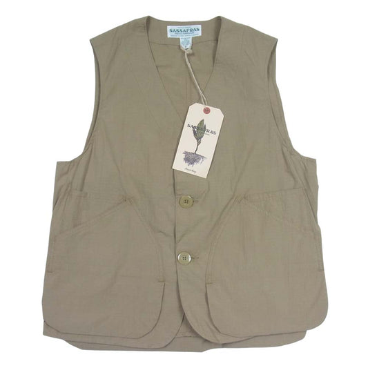SASAFRAS ササフラス SF-211755 Landscaper Vest ランドスケーパー リップストップ ベスト ベージュ系 S【新古品】【未使用】【中古】