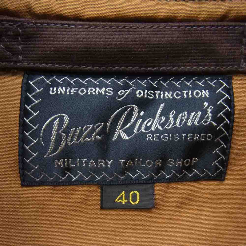 Buzz Rickson's バズリクソンズ BR14934 AVIATION ASSOCIATES JUNGLE CLOTH A-2 フライトジャケット ダークブラウン系 40【新古品】【未使用】【中古】