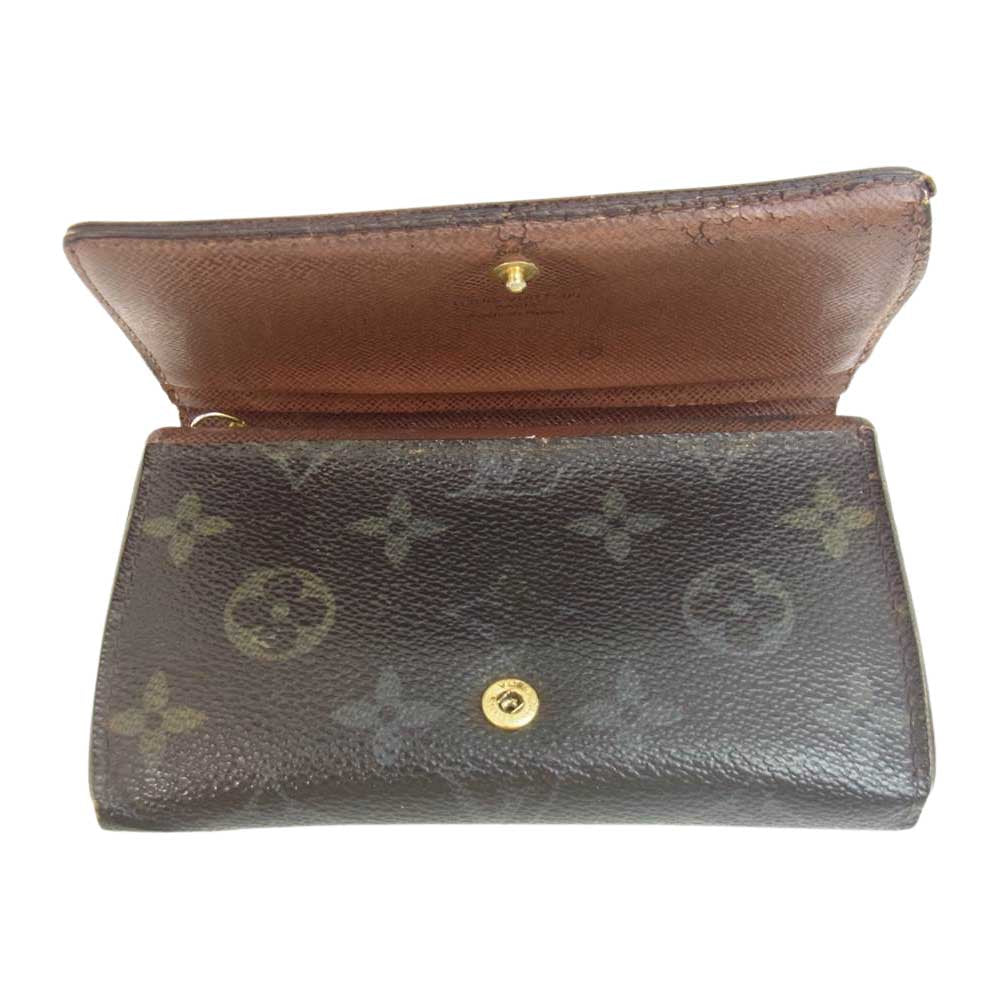 LOUIS VUITTON ルイ・ヴィトン M61736 モノグラム ポルトフォイユ トレゾール L字ファスナー 財布 ダークブラウン系【中古】