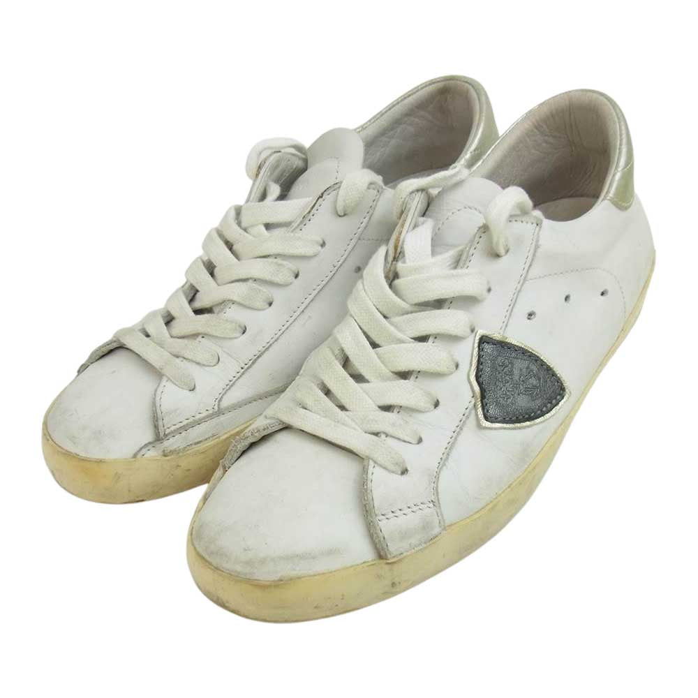 フィリップモデル レザー ローカット スニーカー シューズ ホワイト系 41【中古】