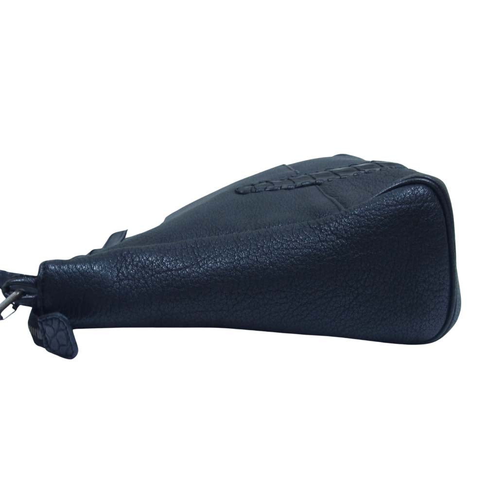 イビザ クロコ切替 レザー 2WAY ショルダー バッグ ブラック系【中古】