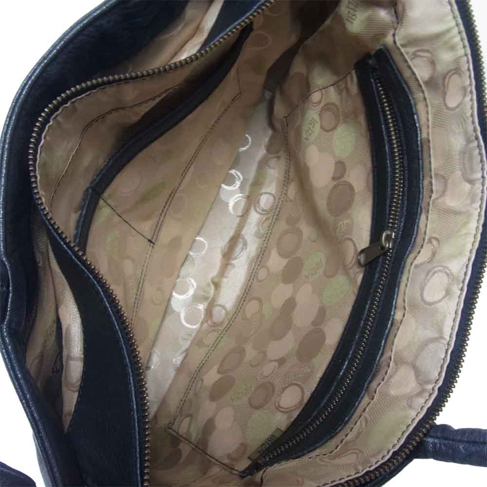 イビザ クロコ切替 レザー 2WAY ショルダー バッグ ブラック系【中古】