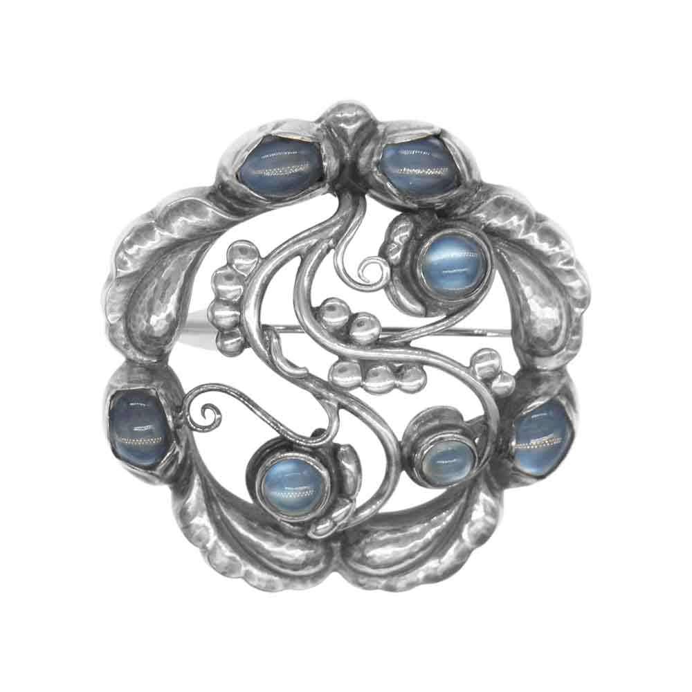 ジョージジェンセン #159 ムーンストーン ブローチ シルバー系【中古】