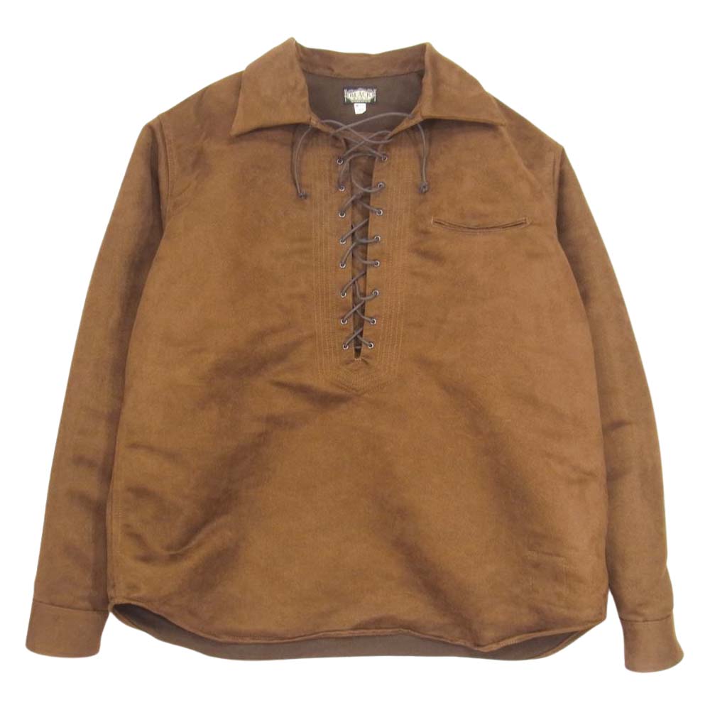 BLACK SIGN ブラックサイン Swindler Suede Lace-up Plain Shirt フェイク スウェード レースアップ プレーン プルオーバー シャツ ブラウン系 40【中古】