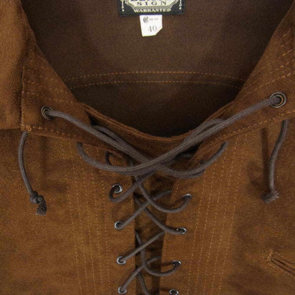 BLACK SIGN ブラックサイン Swindler Suede Lace-up Plain Shirt フェイク スウェード レースアップ プレーン プルオーバー シャツ ブラウン系 40【中古】