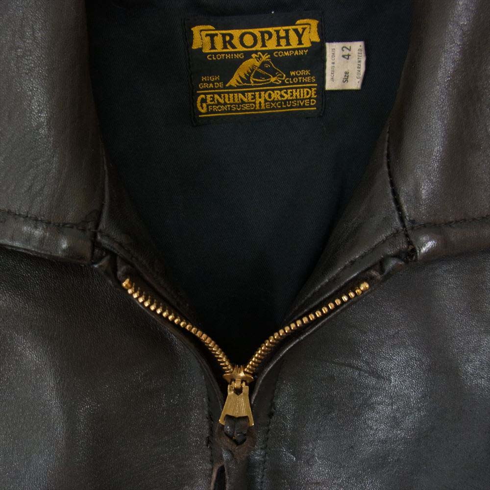トロフィークロージング ホースハイド レザー ライダース ジャケット ブラウン系 42【中古】