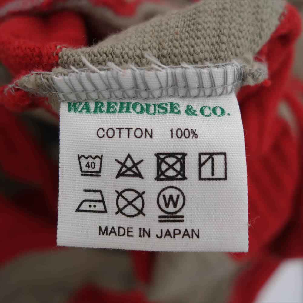 WAREHOUSE ウエアハウス DUCK DIGGER ダック ディガー ボーダー 長袖 カットソー レッド系 ライトブラウン系 42【中古】