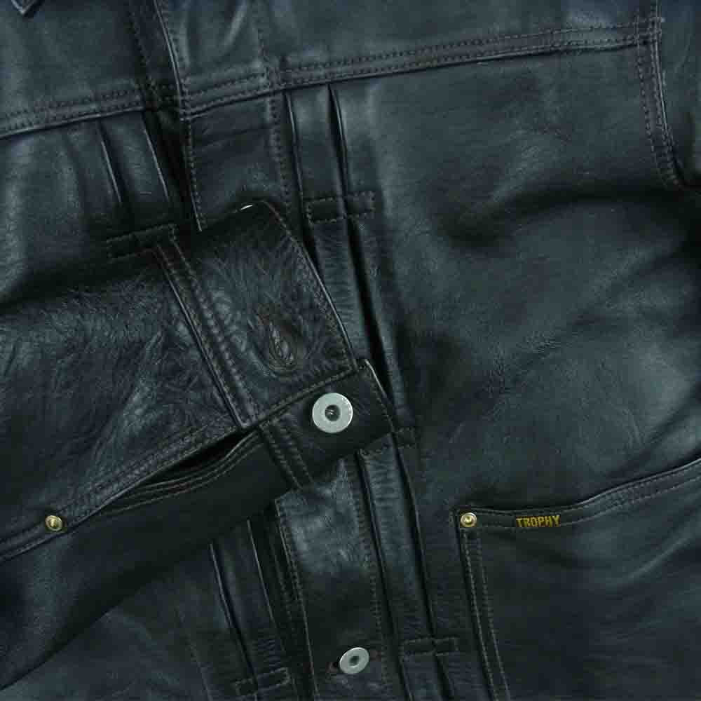 トロフィークロージング 1st タイプ ホースハイド レザー ジャケット ブラック系 40【中古】