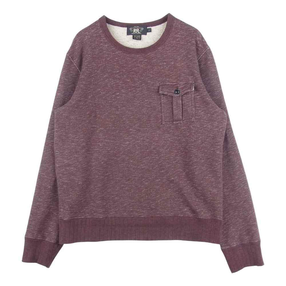 RRL ダブルアールエル 一つ星 黒タグ 胸ポケット 霜降り スウェット コットン 中国製 ワインレッド系 S【中古】
