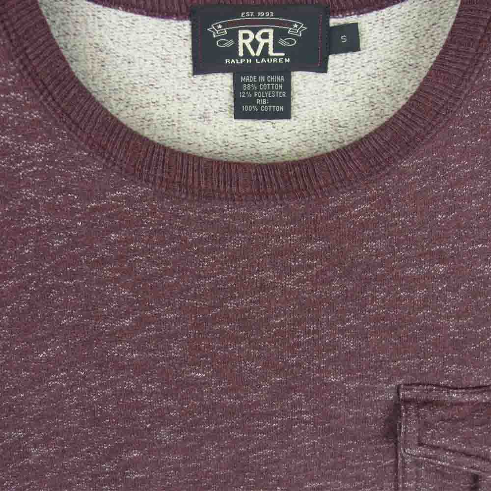 RRL ダブルアールエル 一つ星 黒タグ 胸ポケット 霜降り スウェット コットン 中国製 ワインレッド系 S【中古】