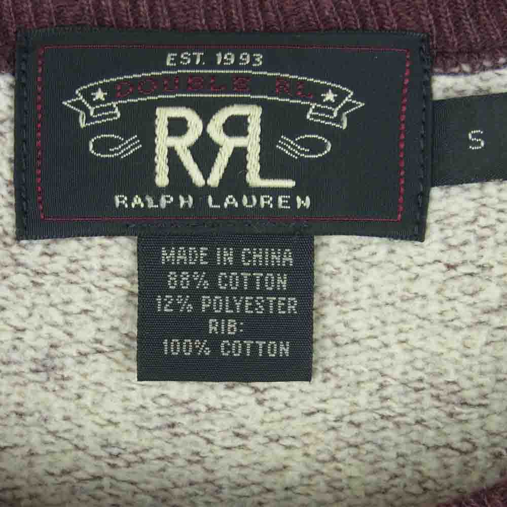 RRL ダブルアールエル 一つ星 黒タグ 胸ポケット 霜降り スウェット コットン 中国製 ワインレッド系 S【中古】