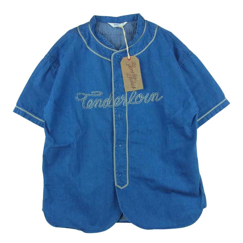 TENDERLOIN テンダーロイン 21SS BASEBALL SHT S/S DENIM RH WASH デニム ベースボール 半袖 シャツ インディゴブルー系 M【極上美品】【中古】