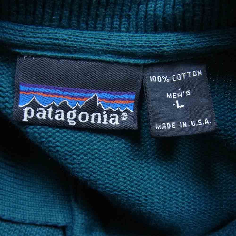 patagonia パタゴニア 98AW 51001 98年 USA製 コットン ニット ポロ セーター グリーン系 L【中古】