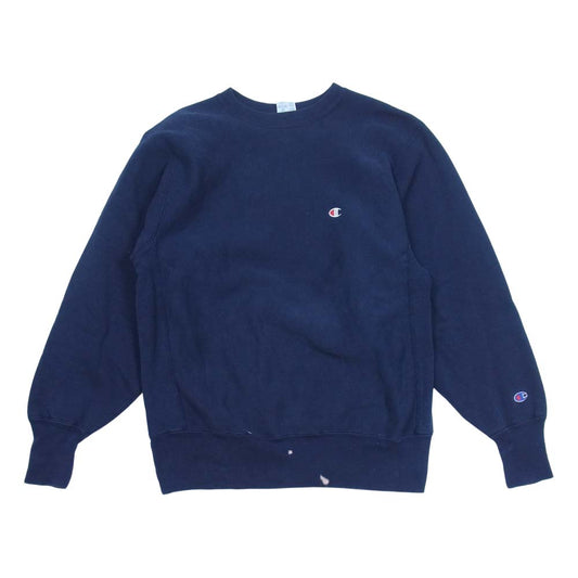 Champion チャンピオン ヴィンテージ USA製 90s 刺繍タグ リバースウィーブ スウェット ネイビー系 L【中古】