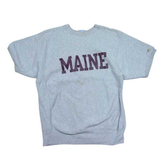 Champion チャンピオン ヴィンテージ USA製 90s 刺繍タグ リバースウィーブ 半袖スウェット グレー系 XL【中古】