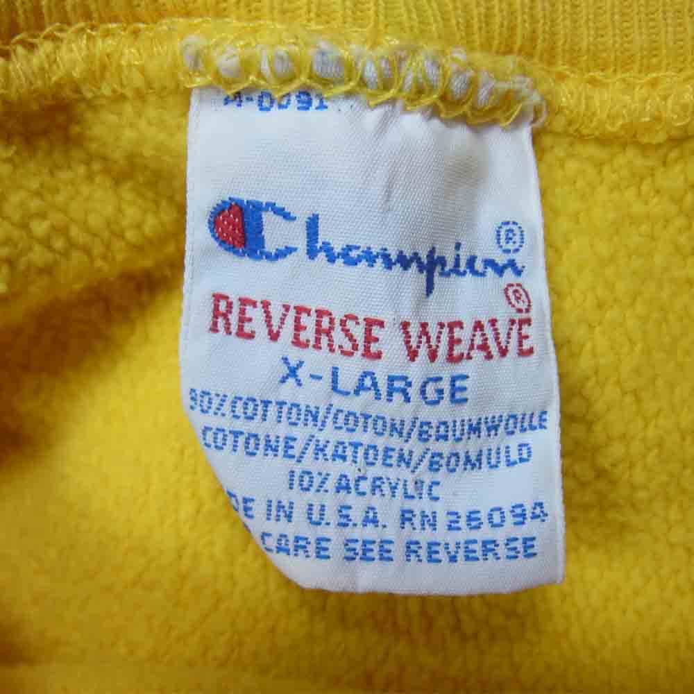 Champion チャンピオン ヴィンテージ USA製 90s 刺繍タグ リバースウィーブ スウェット イエロー系 XL【中古】
