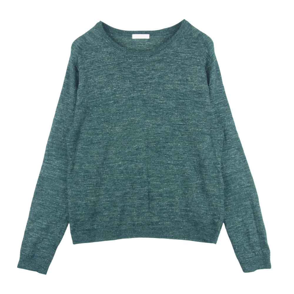 ニュアンス リネン混 アルパカウール ニット 日本製 グリーン系 1【中古】