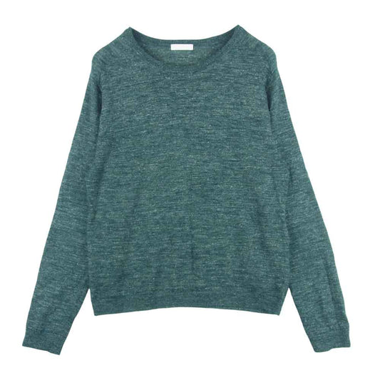 ニュアンス リネン混 アルパカウール ニット 日本製 グリーン系 1【中古】