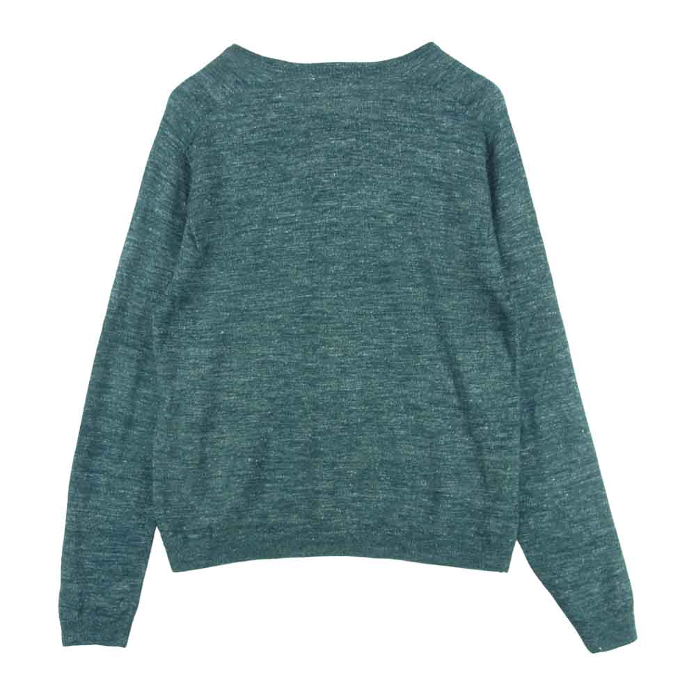 ニュアンス リネン混 アルパカウール ニット 日本製 グリーン系 1【中古】