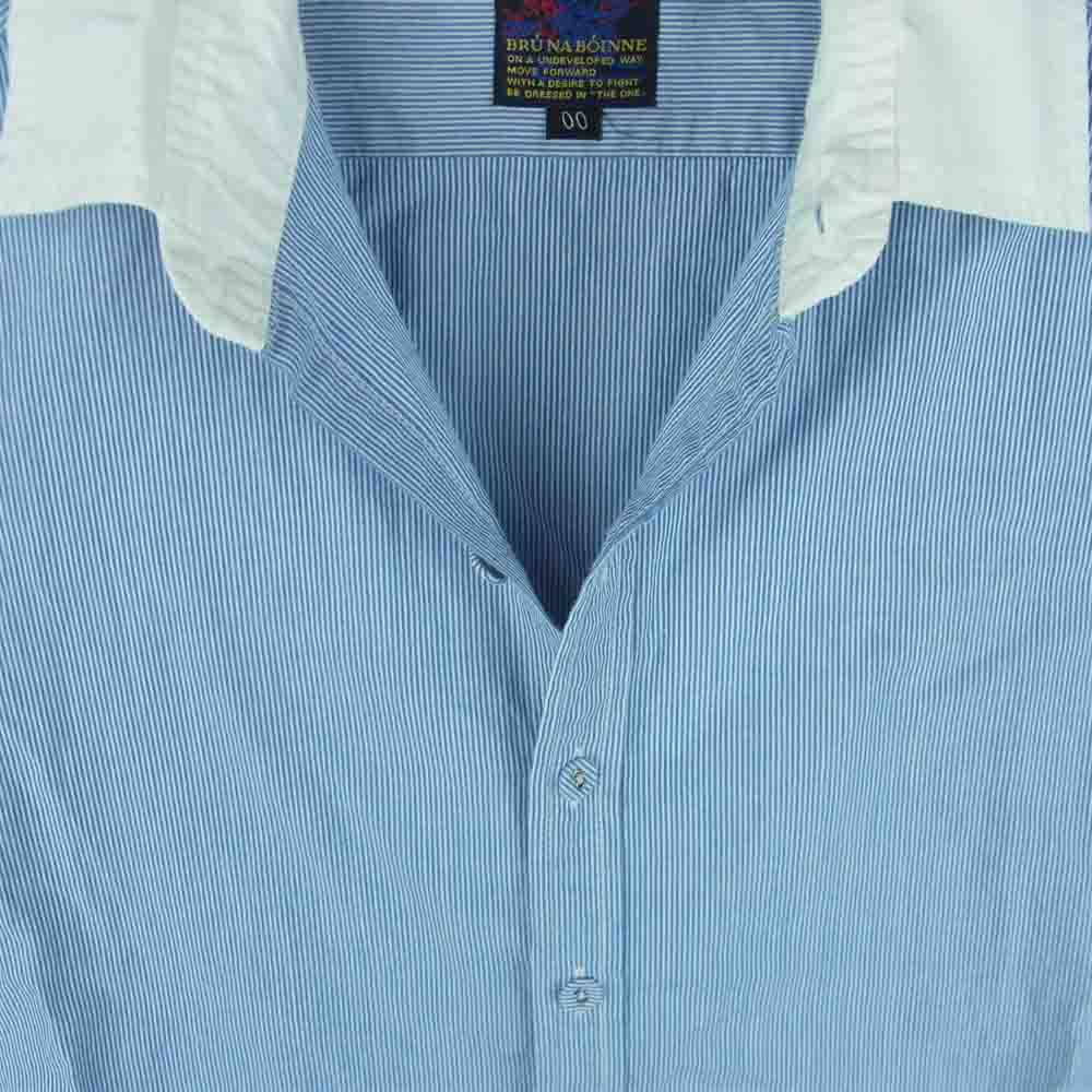 BRU NA BOINNE ブルーナボイン ストライプ 長袖 シャツ コットン 日本製 ライトブルー系 ホワイト系 00【中古】
