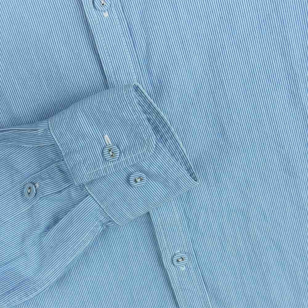 BRU NA BOINNE ブルーナボイン ストライプ 長袖 シャツ コットン 日本製 ライトブルー系 ホワイト系 00【中古】