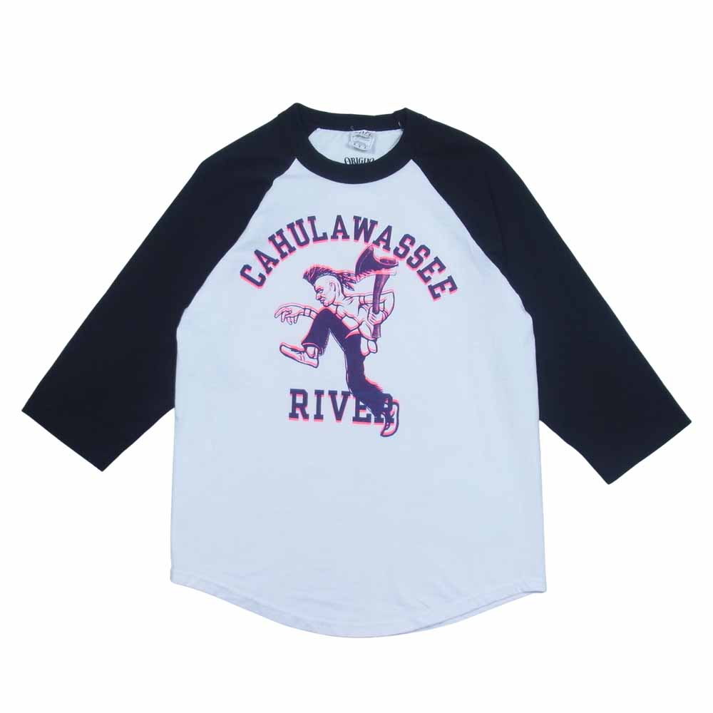 TENDERLOIN テンダーロイン CAHULAWASSE RIVER プリント ラグラン シャツ 白黒系 M【中古】