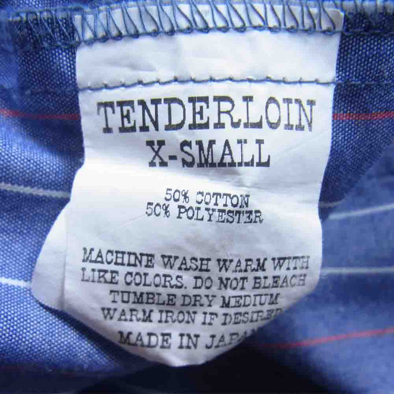 TENDERLOIN テンダーロイン T-STRIPE WORK SHIT BD ボタンダウン ストライプ ワッペン 長袖 シャツ ブルー系  XS【中古】