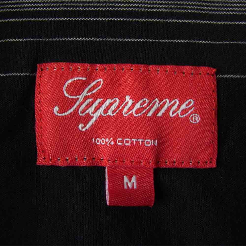 Supreme シュプリーム 19SS Vertical Stripe S/S Shirt ストライプ オープンカラー 間襟 半袖 シャツ ブラック系【中古】
