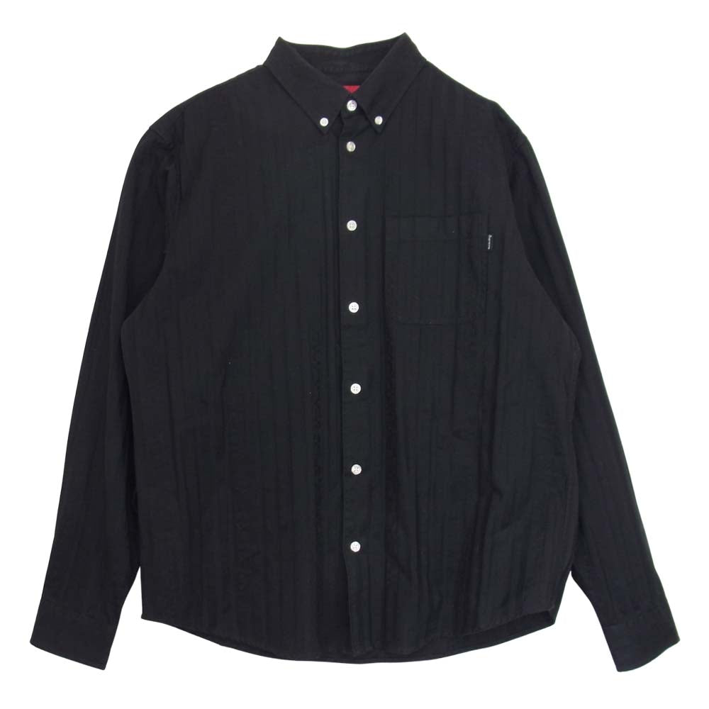 Supreme シュプリーム 20AW Jacguard Stripe Twill Shirt ジャガード ストライプ ボタンダウン 長袖 シャツ ブラック系 M【中古】