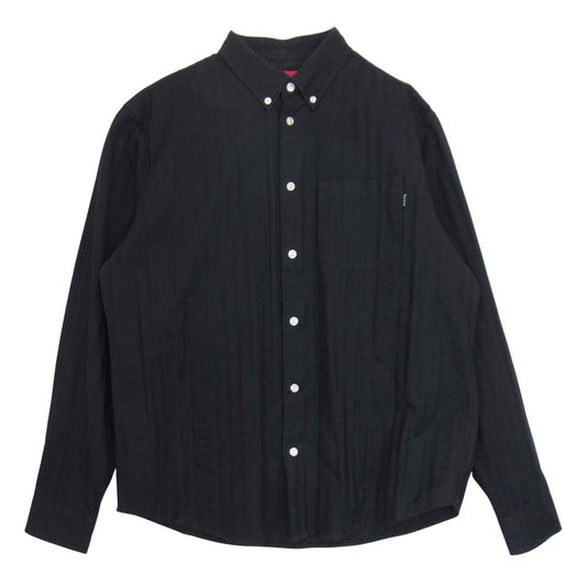 Supreme シュプリーム 20AW Jacguard Stripe Twill Shirt ジャガード ストライプ ボタンダウン 長袖 シャツ ブラック系 M【中古】
