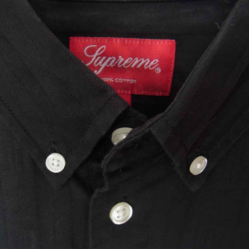 Supreme シュプリーム 20AW Jacguard Stripe Twill Shirt ジャガード ストライプ ボタンダウン 長袖 シャツ ブラック系 M【中古】