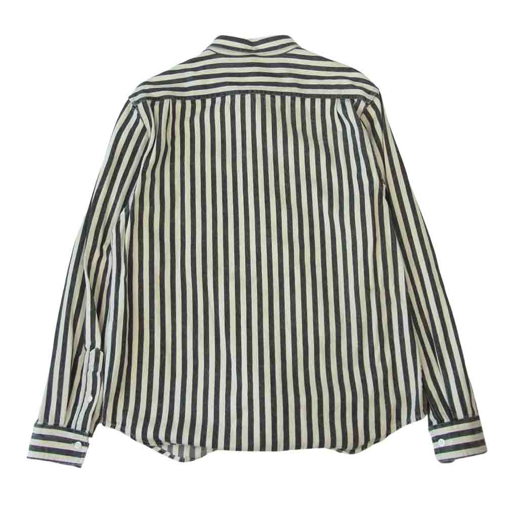 Supreme シュプリーム 16AW Printed Stripe Shirt ボタンダウン プリント ストライプ クラシックロゴ 刺繍 長袖 シャツ オフホワイト系 チャコール系【中古】