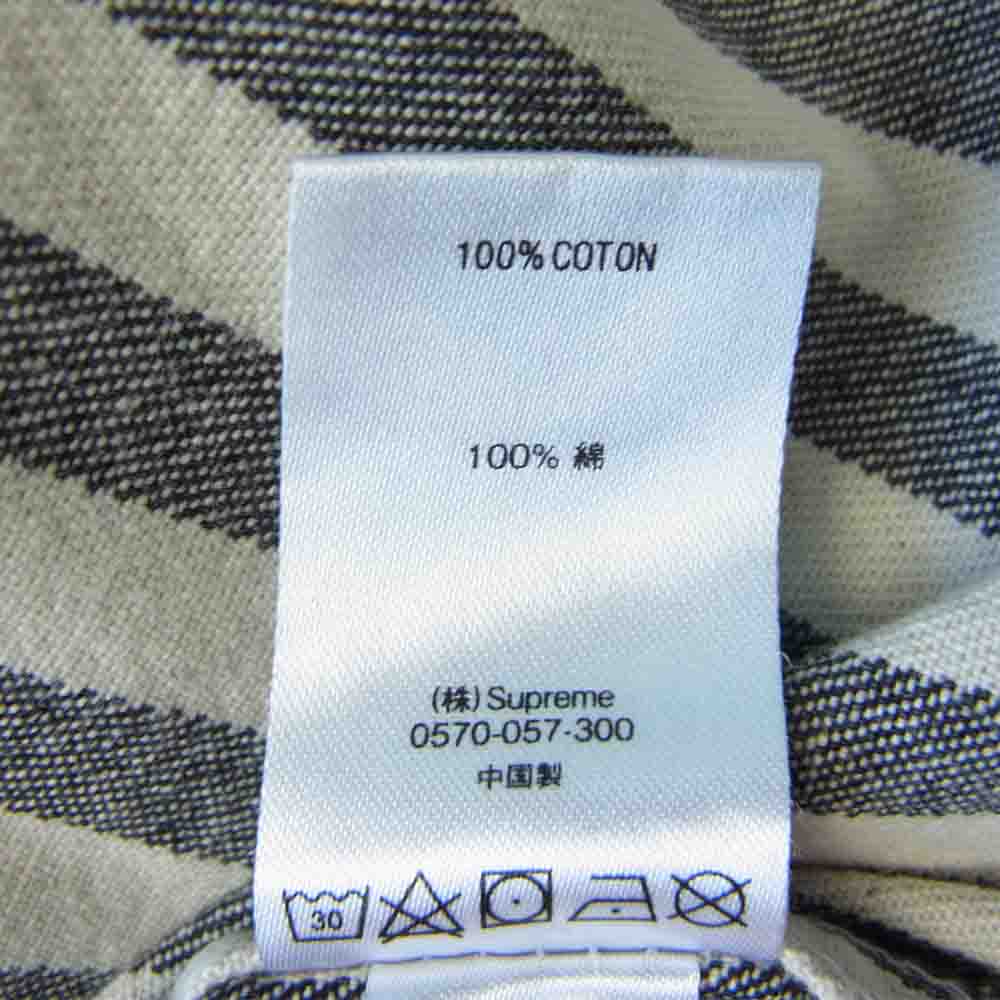 Supreme シュプリーム 16AW Printed Stripe Shirt ボタンダウン プリント ストライプ クラシックロゴ 刺繍 長袖 シャツ オフホワイト系 チャコール系【中古】