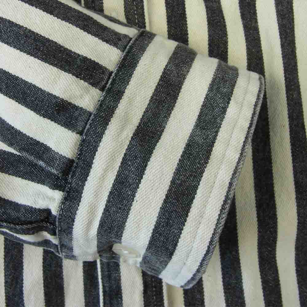 Supreme シュプリーム 16AW Printed Stripe Shirt ボタンダウン プリント ストライプ クラシックロゴ 刺繍 長袖 シャツ オフホワイト系 チャコール系【中古】