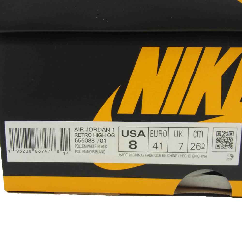 NIKE ナイキ 555088-701 AIR JORDAN 1 RETRO HIGH エア ジョーダン レトロ ハイ イエロー系 26cm【極上美品】【中古】