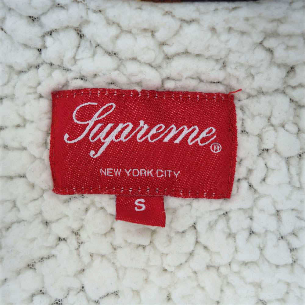 Supreme シュプリーム 15AW Flannel Sherpa Shirt フランネル シェルパ 裏ボア 長袖シャツ ブラウン系 S【中古】